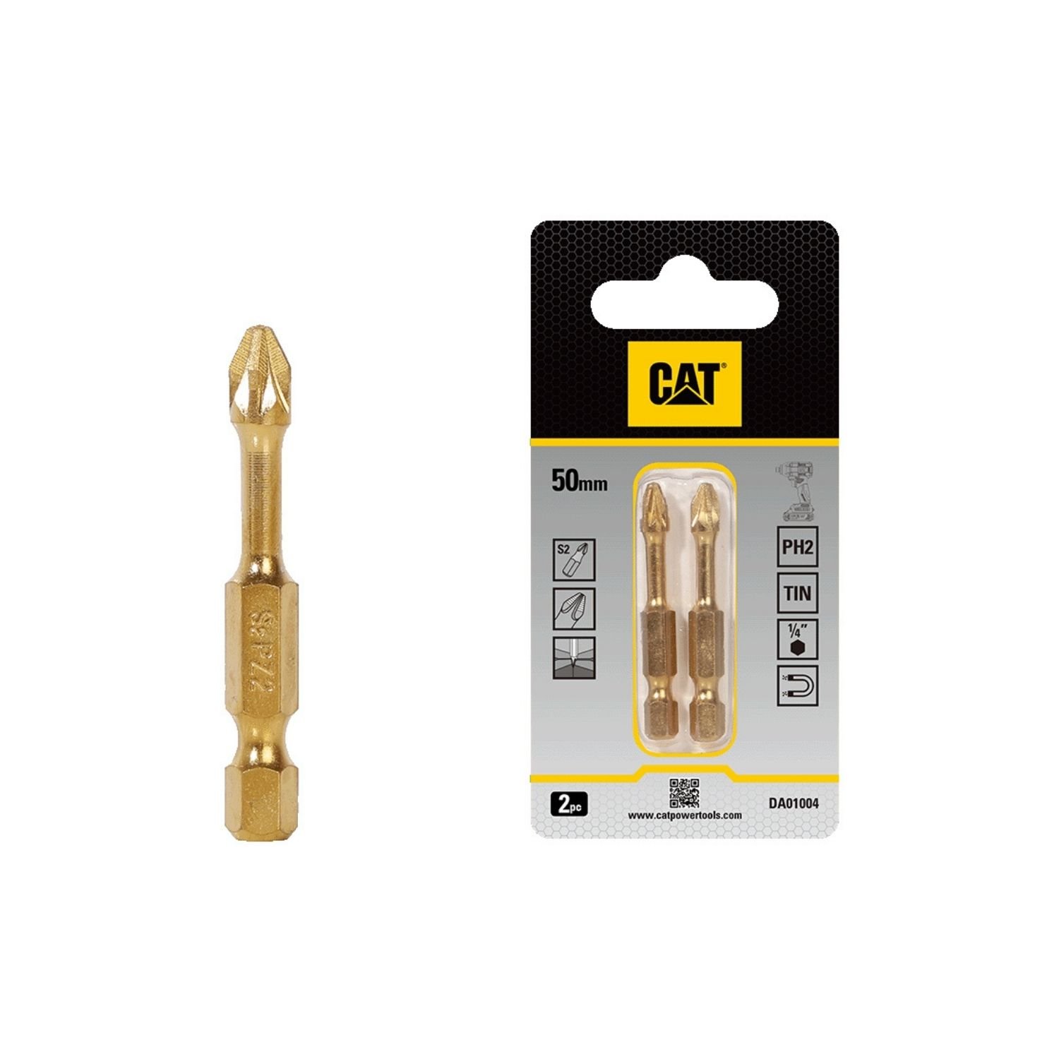 CAT Μύτη κατσαβιδιού σταυρός με μέγεθος PH2 50mm συσκευασία 2τεμ. DA01004