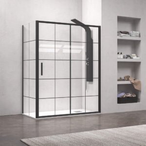 Καμπίνα από τοίχο σε τοίχο με frame κρύσταλλο EFE 400 Black KARAG 140x190cm