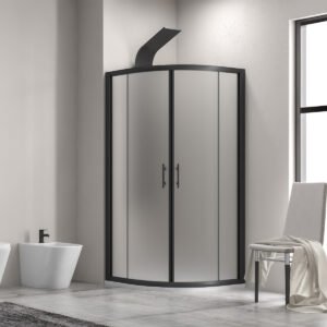 Καμπίνα ημικυκλική με σατινέ κρύσταλλο FLORA 200 Black KARAG