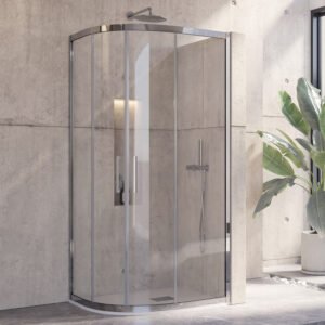 Καμπίνα ημικυκλική με διάφανο κρύσταλλο INOX 200 Cromo KARAG