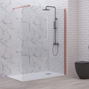 Σταθερό διαχωριστικό ντουζιέρας με διάφανο κρύσταλλο WALKIN 1 Rose Gold KARAG 60x200cm