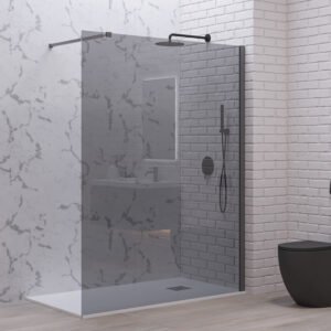 Σταθερό διαχωριστικό ντουζιέρας με fume κρύσταλλο WALKIN 1 Gun Metal KARAG