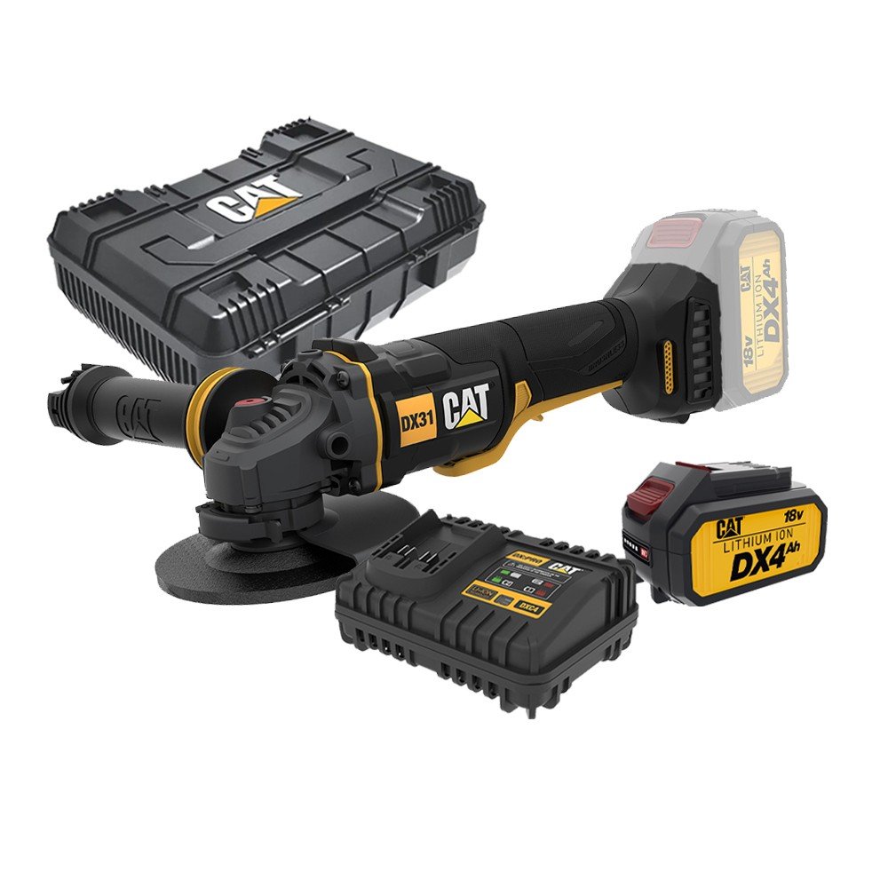 CAT Combo-12 Γωνιακός τροχός μπαταρίας 125mm DX314B + κασετίνα -50% + δώρο μπαταρία 4.0ah DXB4 + δώρο φορτιστή DXC4