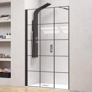 Καμπίνα από τοίχο σε τοίχο με frame κρύσταλλο NERO 5 PORTA Black KARAG 114x200cm (30cm σταθερό)